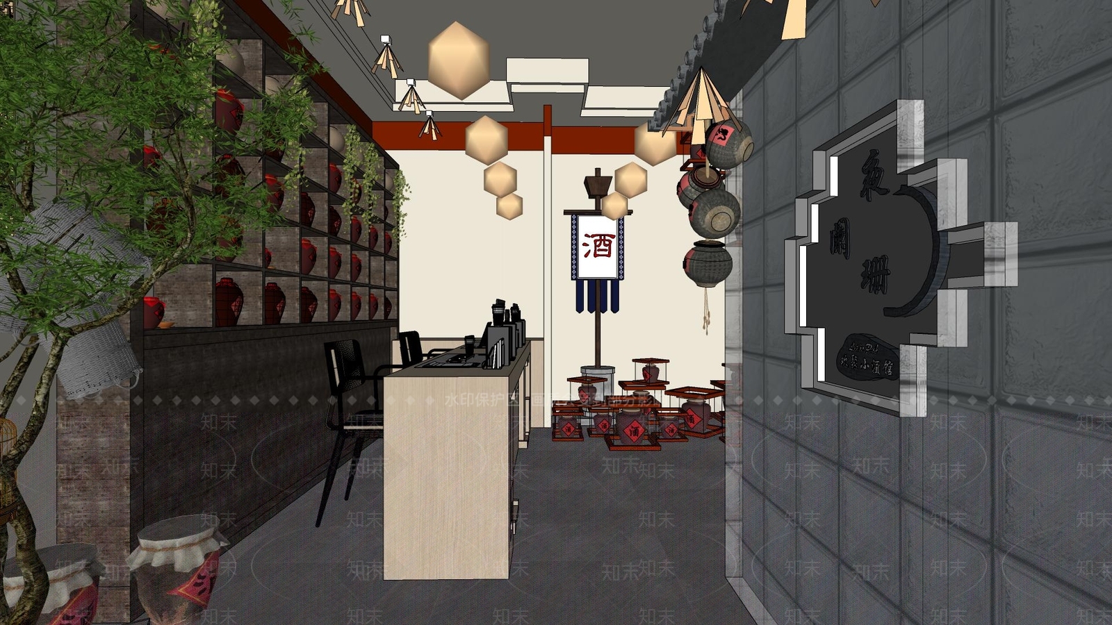 中式其他休闲娱乐空间SU模型下载【ID:1201286311】