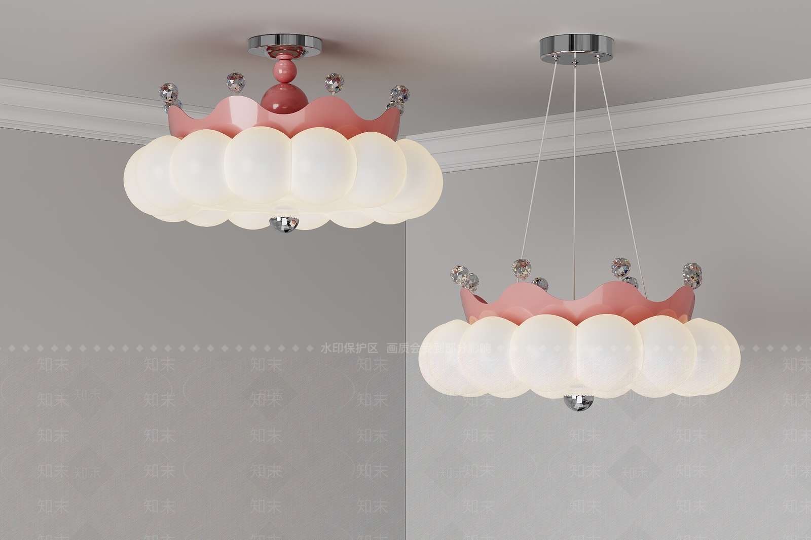 现代奶油灯具组合3D模型下载【ID:1201286658】