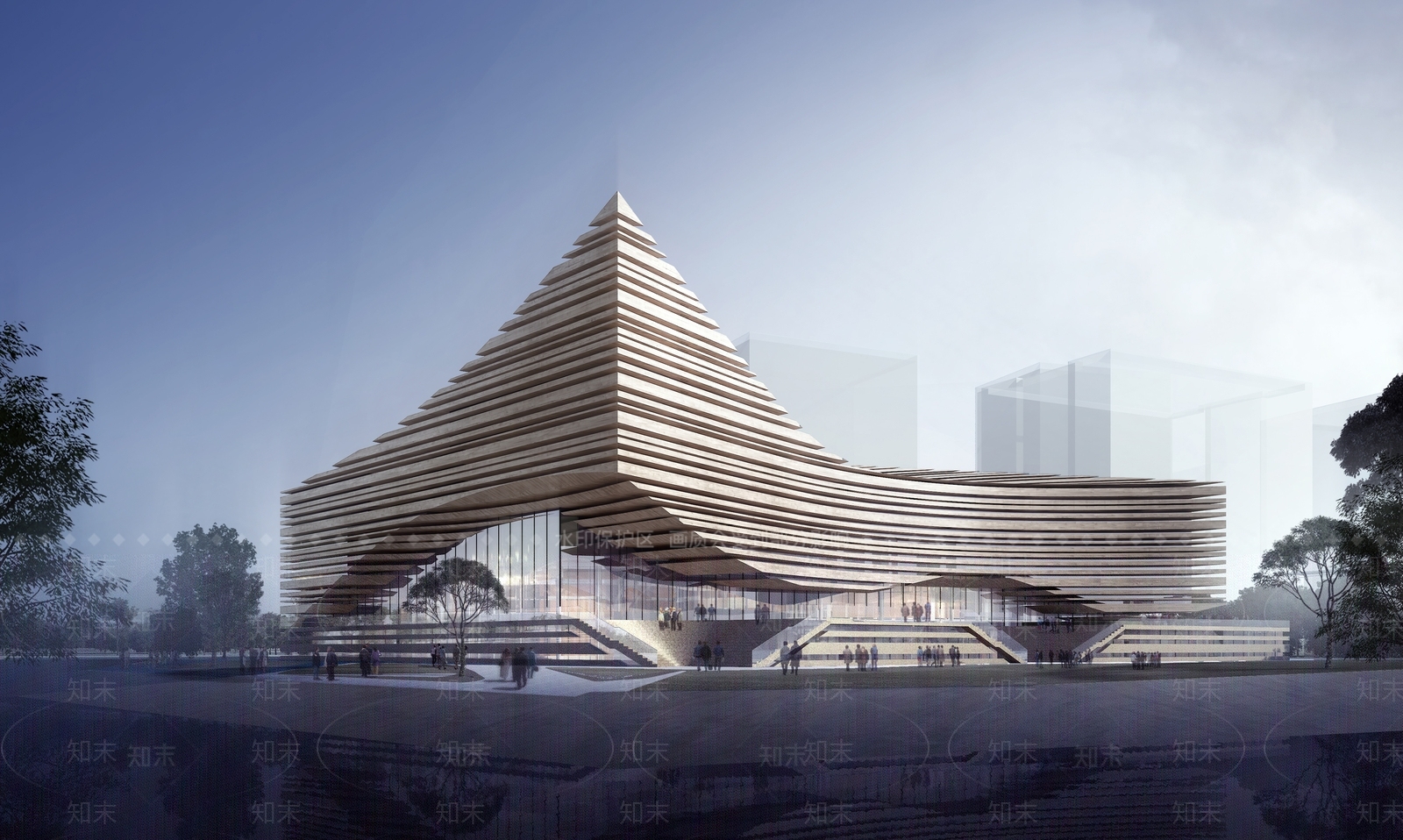 现代展览馆建筑SU模型下载【ID:1201287617】