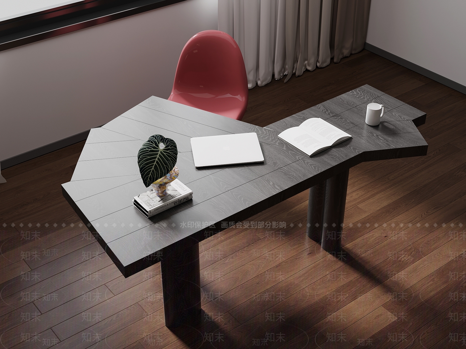 中古书桌椅3D模型下载【ID:1201289566】