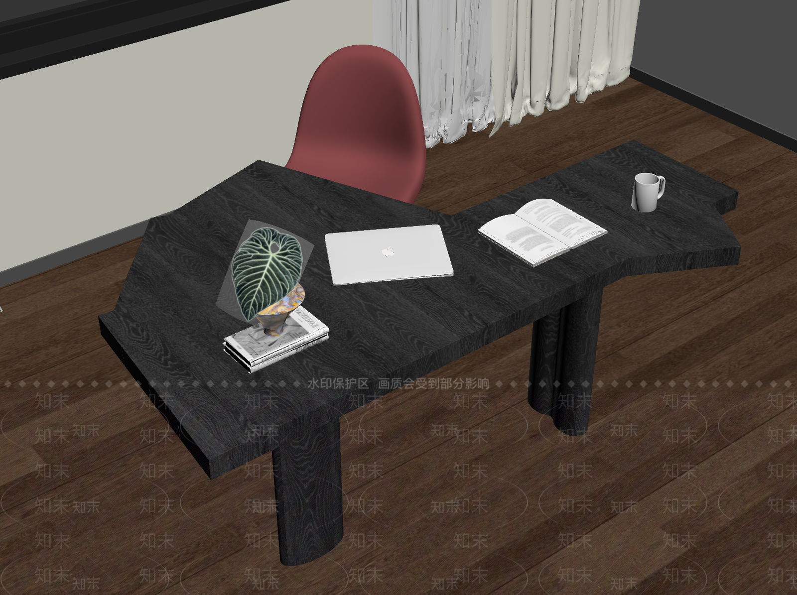 中古书桌椅SU模型下载【ID:1201289610】