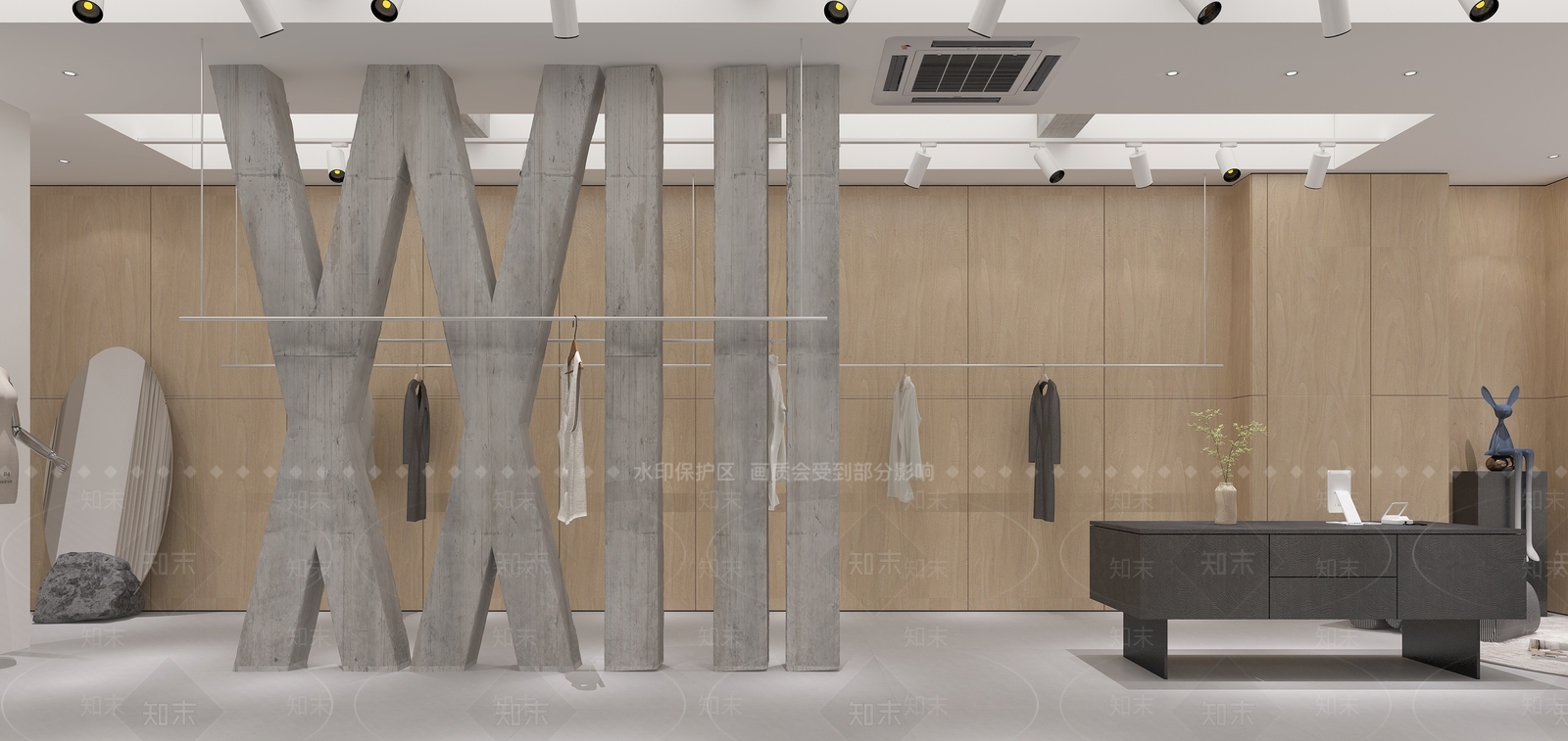 极简侘寂服装店3D模型下载【ID:1201289844】