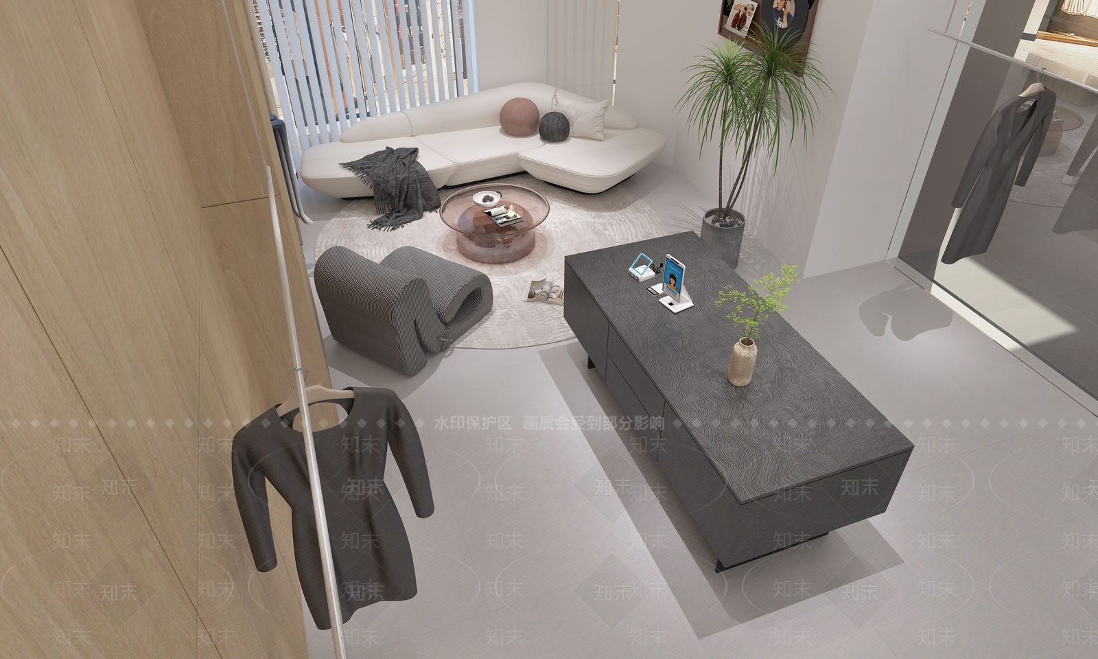 极简侘寂服装店3D模型下载【ID:1201289844】