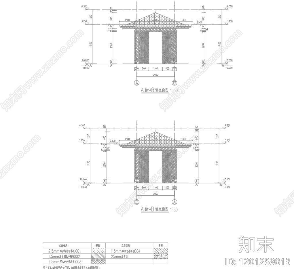 新中式中式亭子cad施工图下载【ID:1201289813】