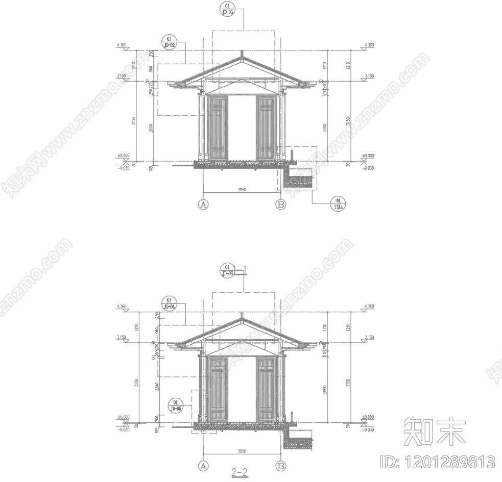新中式中式亭子cad施工图下载【ID:1201289813】