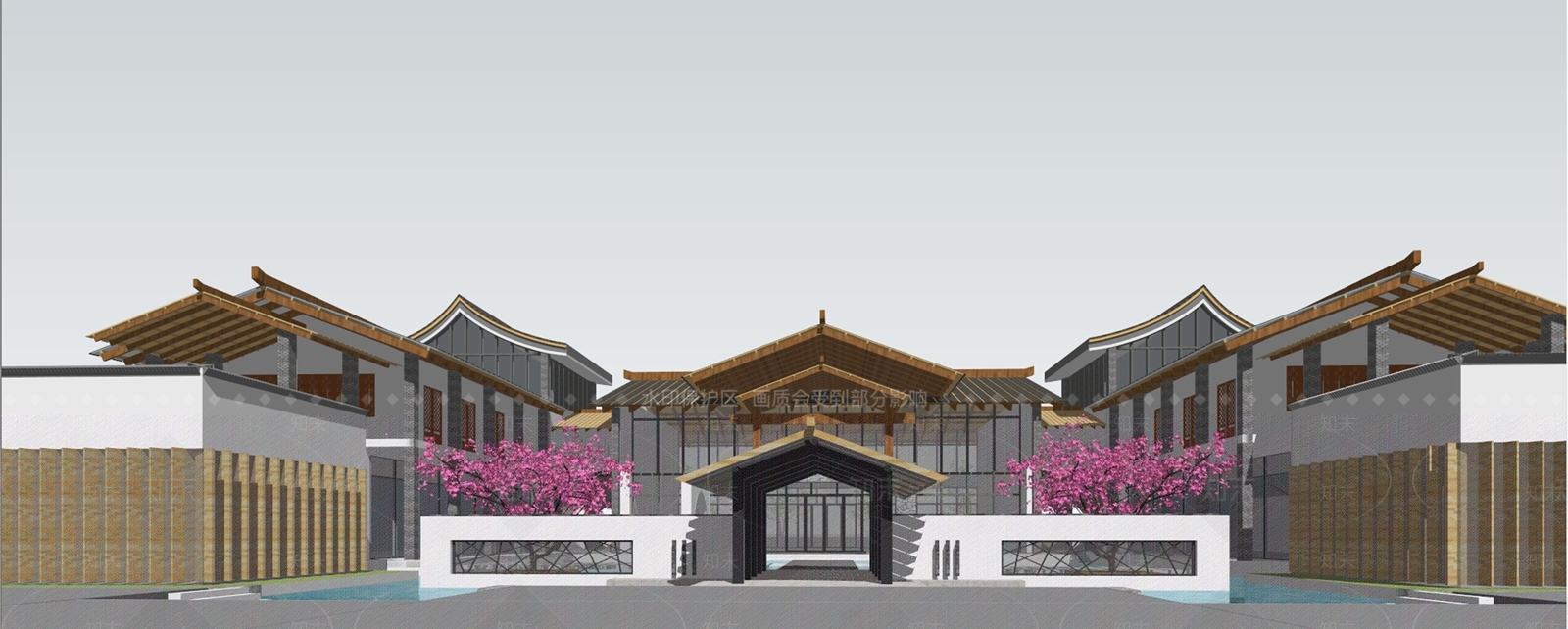 新中式商业街SU模型下载【ID:1201290869】