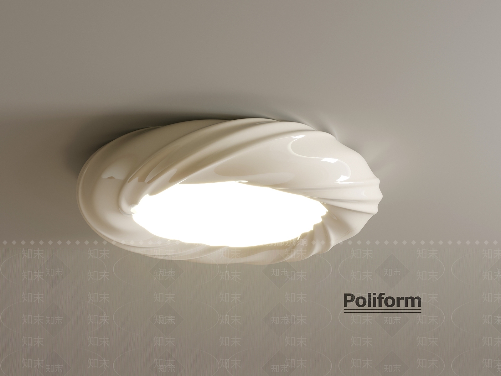 现代奶油吸顶灯3D模型下载【ID:1201290830】
