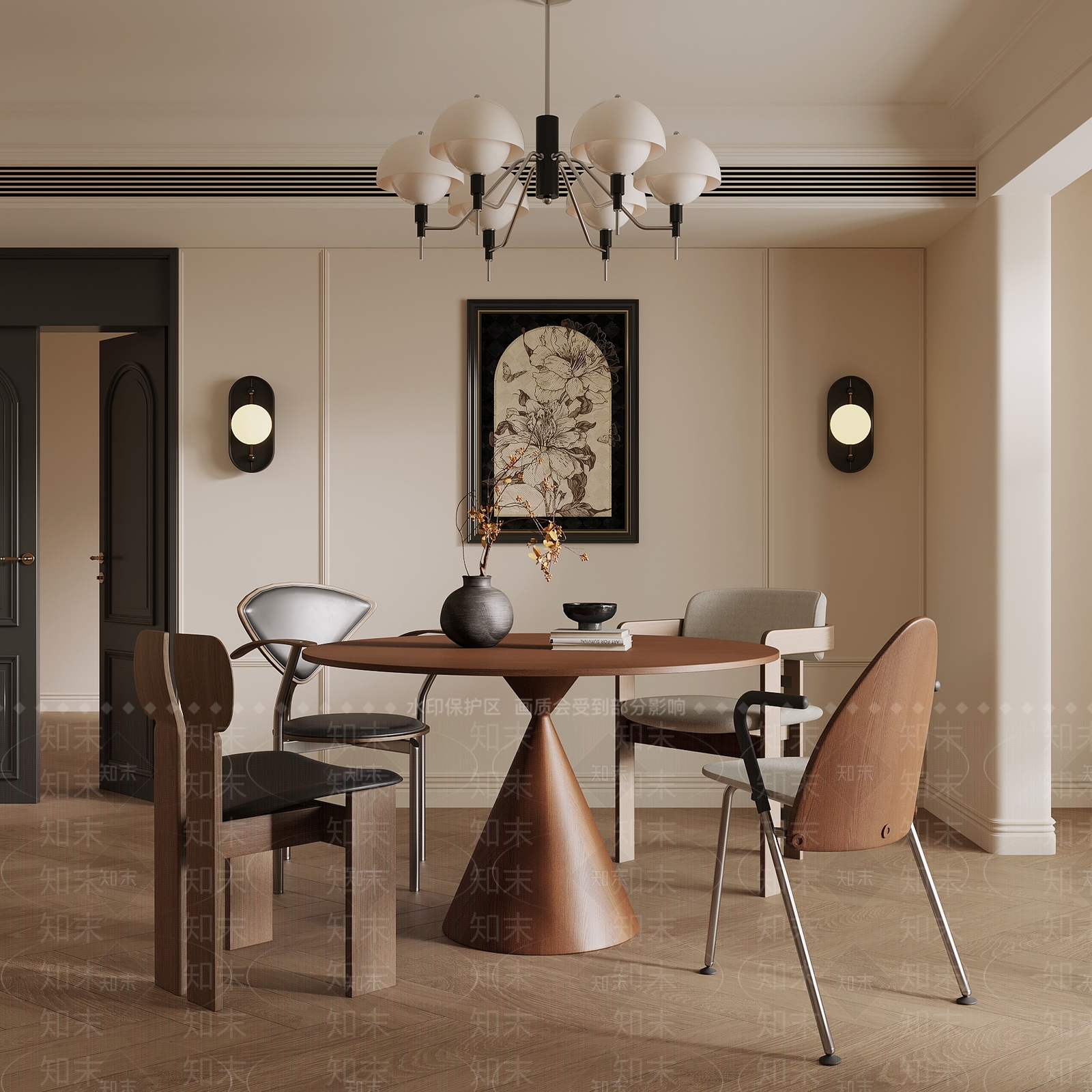 中古餐桌椅3D模型下载【ID:1201292732】