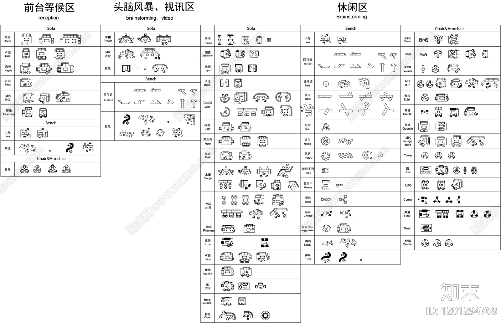 办公家具图库cad施工图下载【ID:1201294768】
