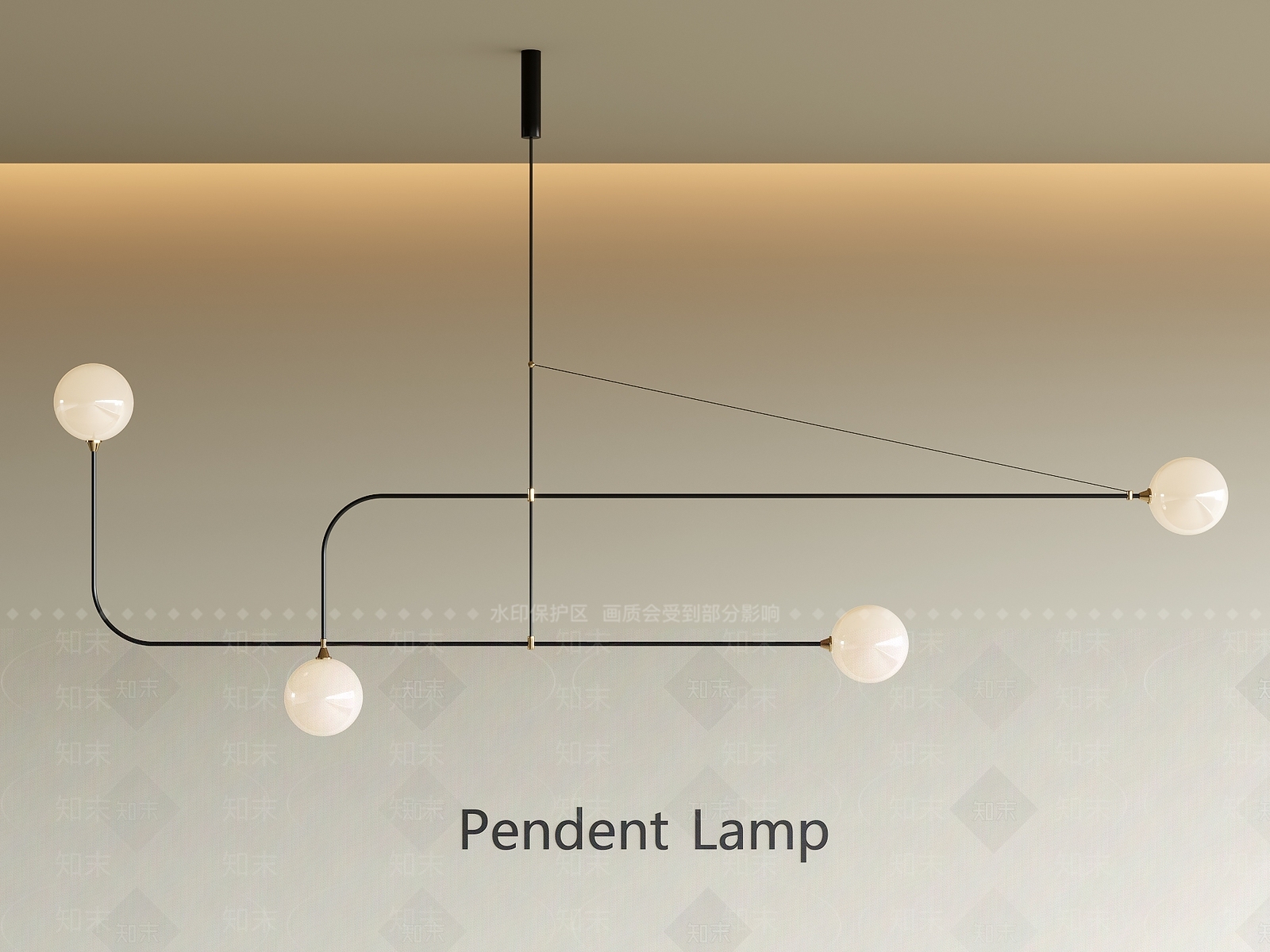 现代极简餐厅吊灯3D模型下载【ID:1201296130】