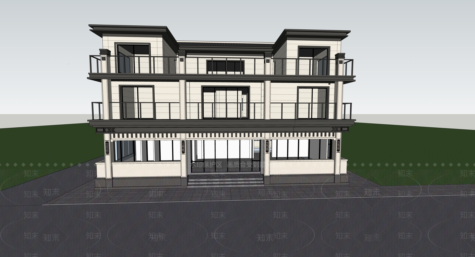 现代多层住宅SU模型下载【ID:1201297337】