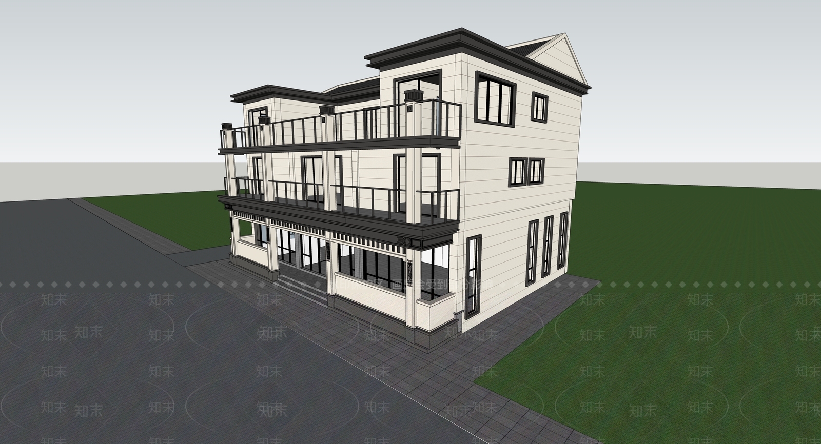 现代多层住宅SU模型下载【ID:1201297337】