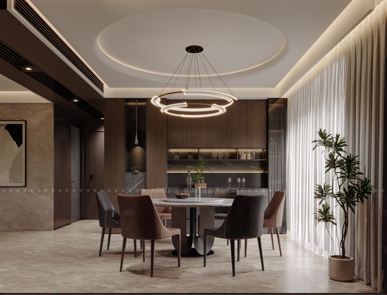 现代酒店餐厅3D模型下载【ID:1215194912】
