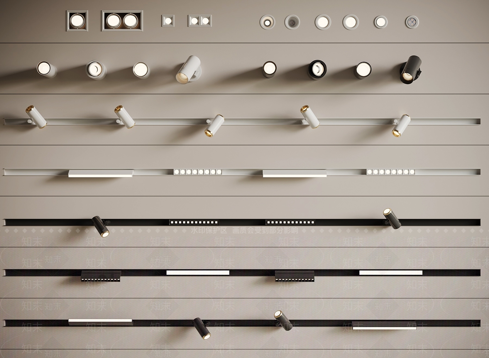 现代筒灯射灯SU模型下载【ID:1201307270】