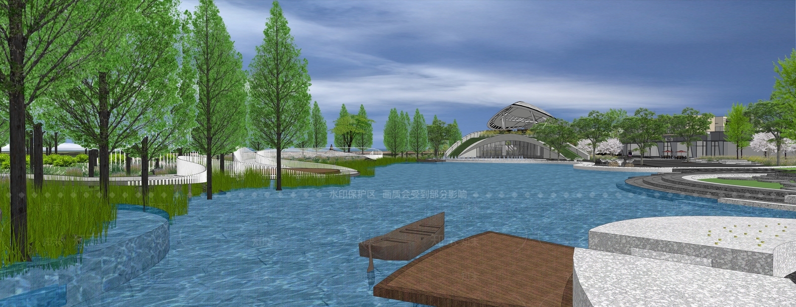 现代景观公园SU模型下载【ID:1201308029】