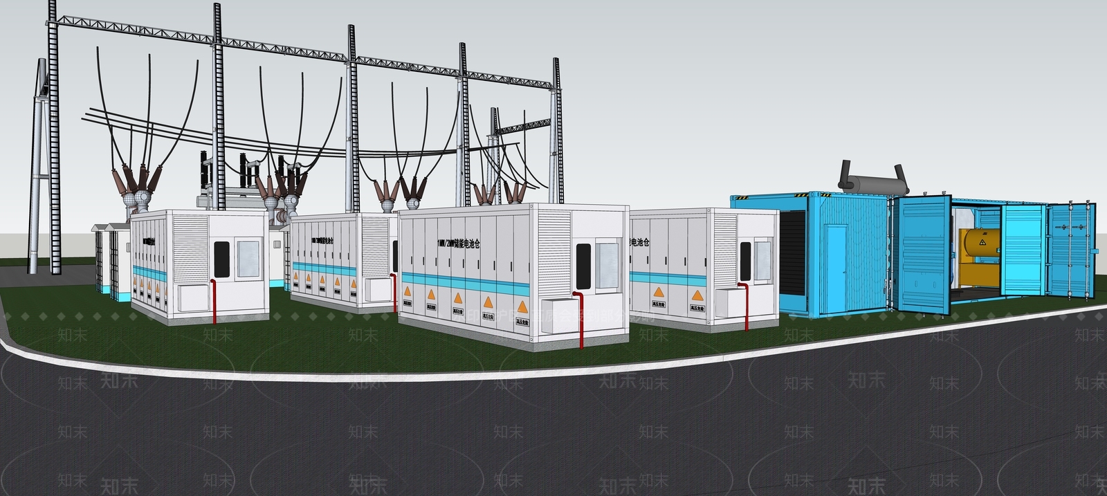 现代发电厂SU模型下载【ID:1201308229】