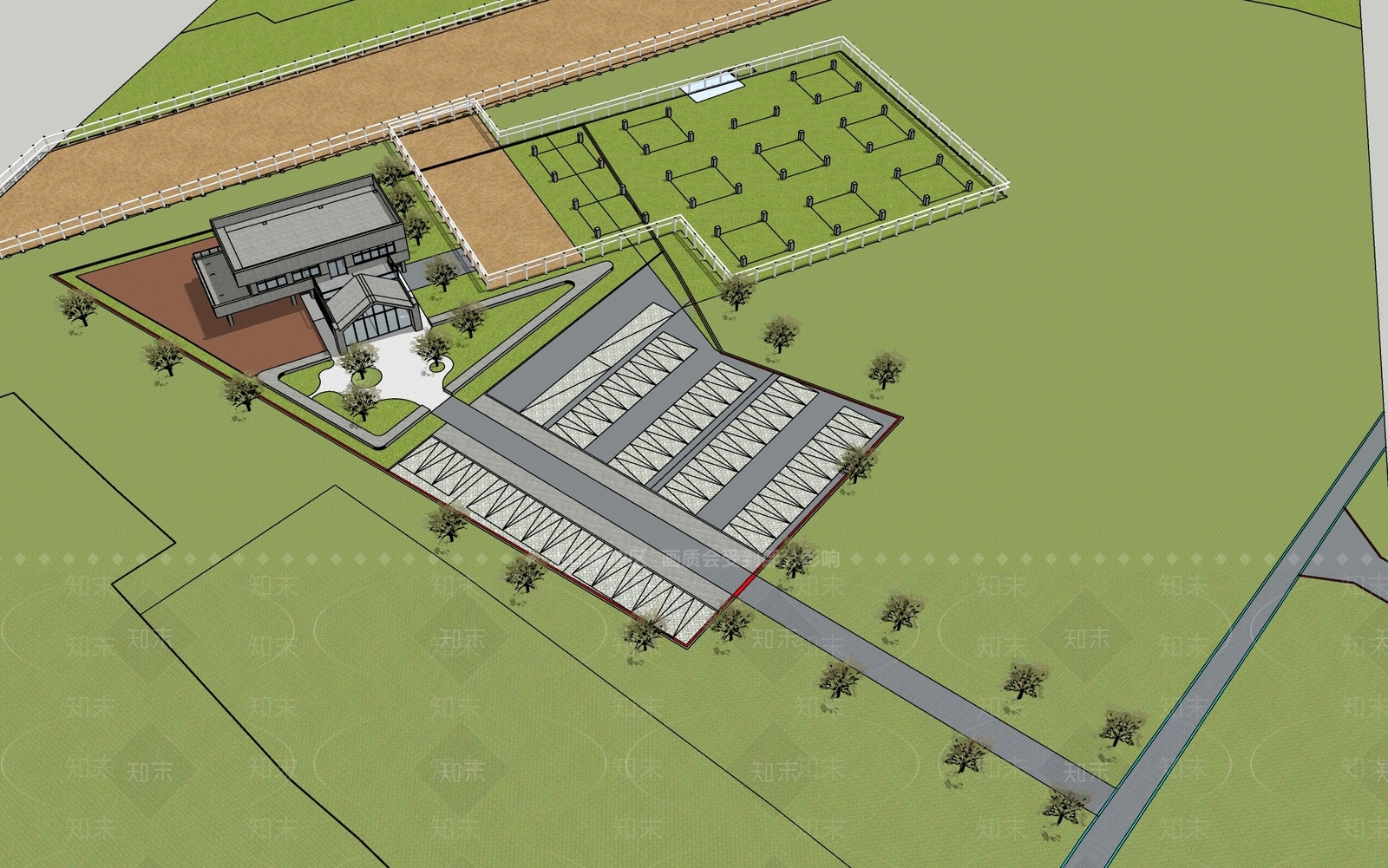 现代展览馆建筑SU模型下载【ID:1201308641】