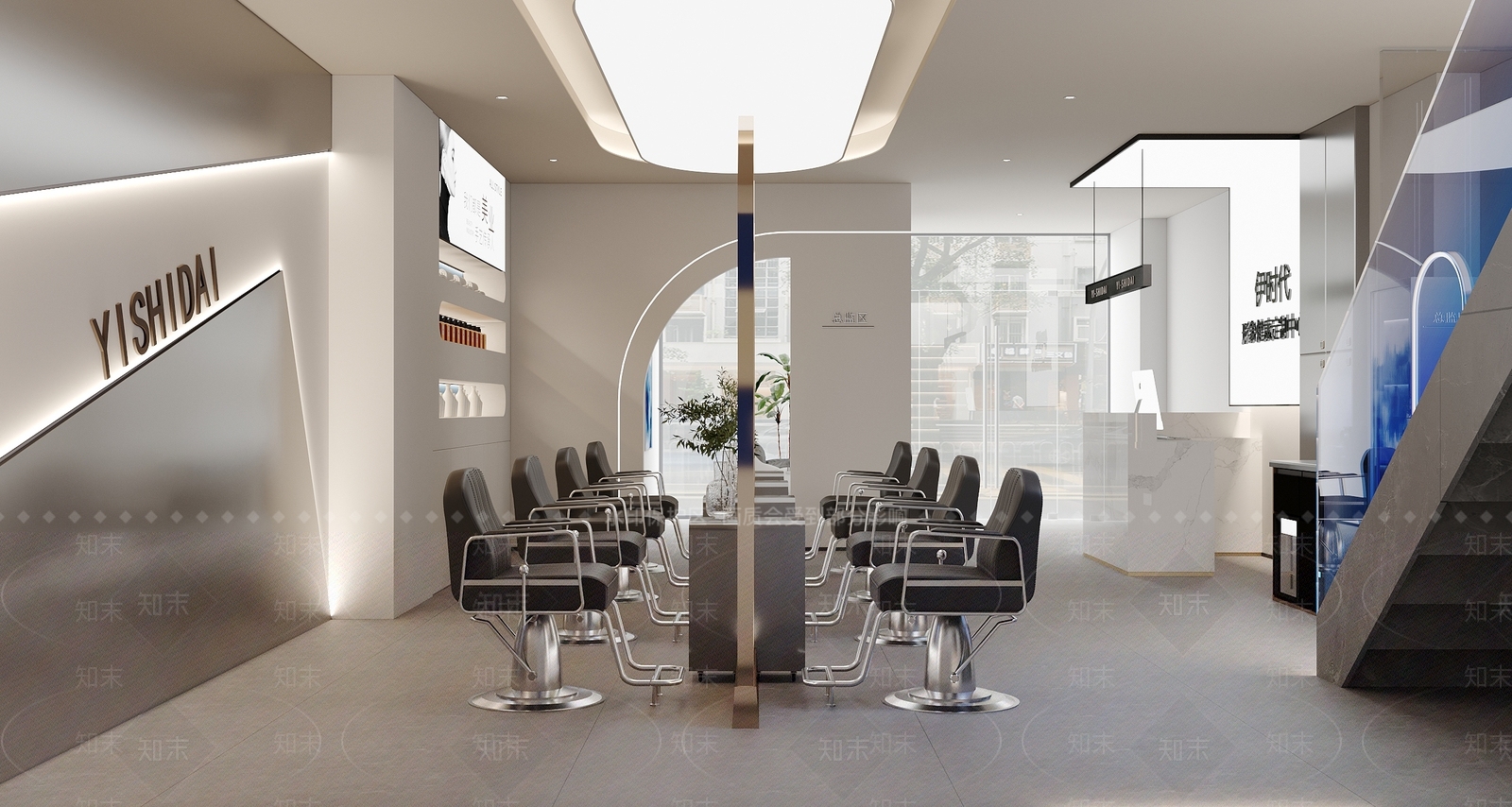 现代简约美发店3D模型下载【ID:1201309765】