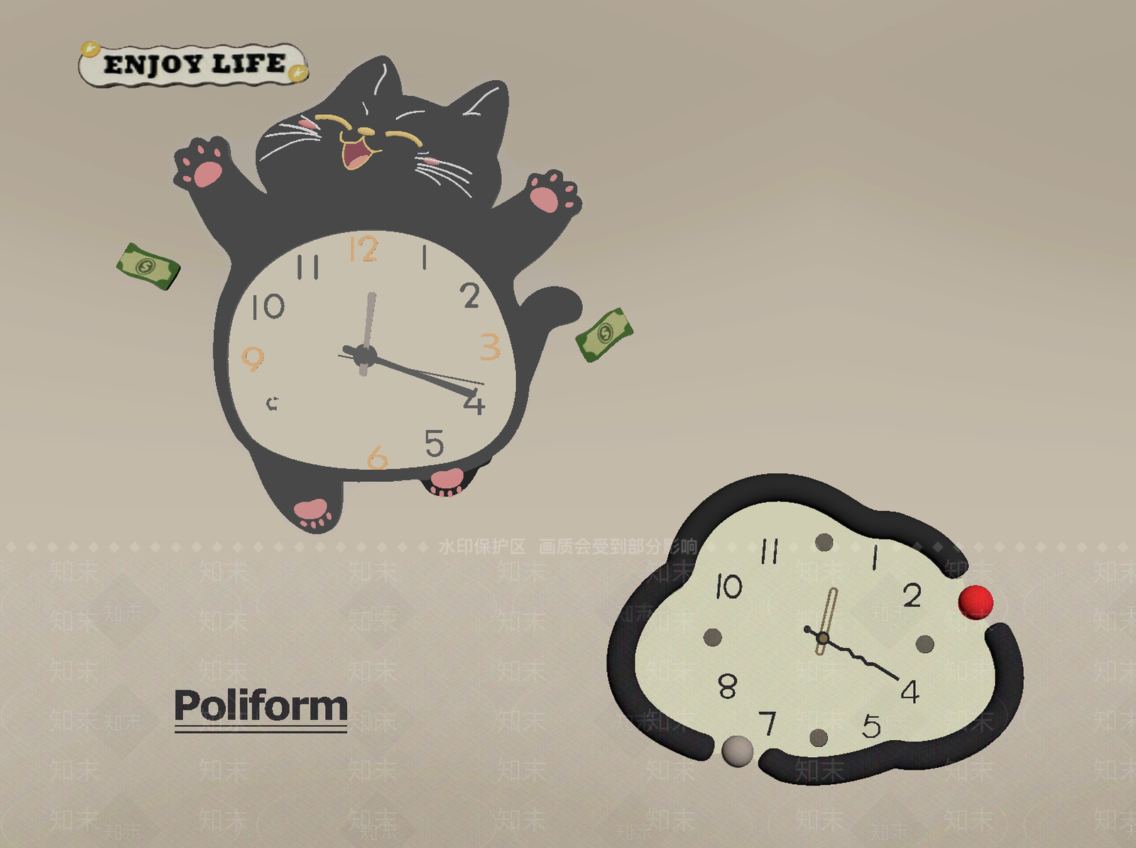 现代钟表SU模型下载【ID:1201310456】