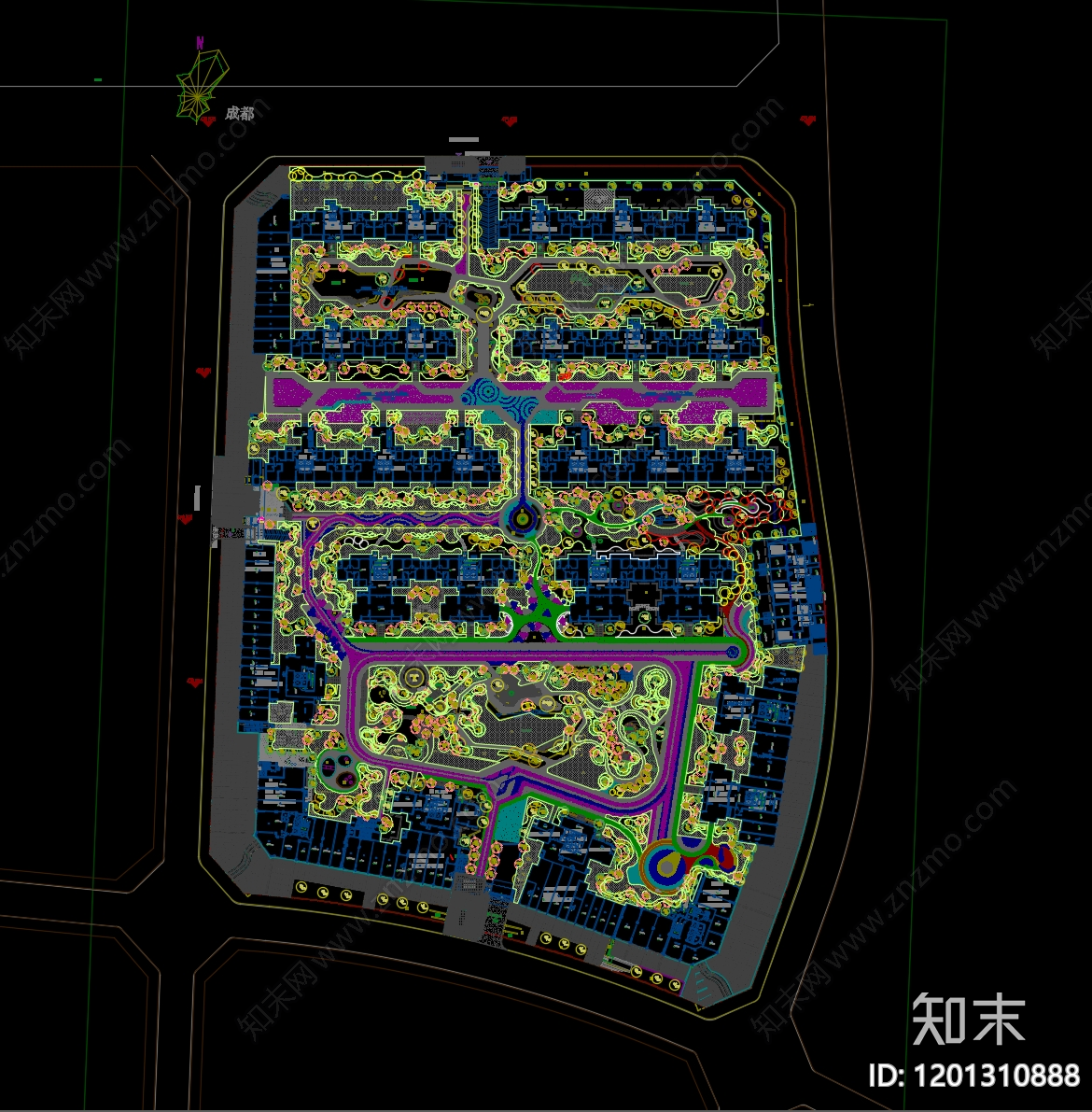 宅间绿地施工图下载【ID:1201310888】