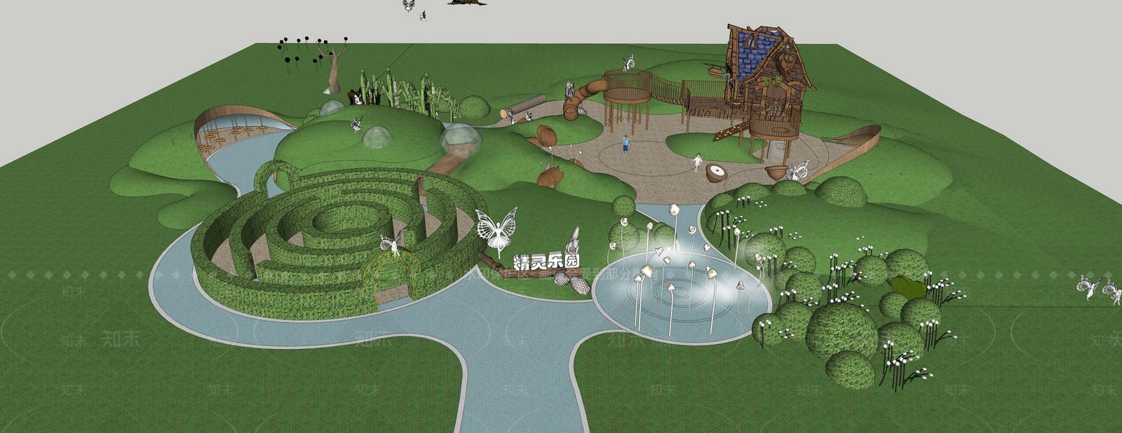 现代口袋公园SU模型下载【ID:1201311586】