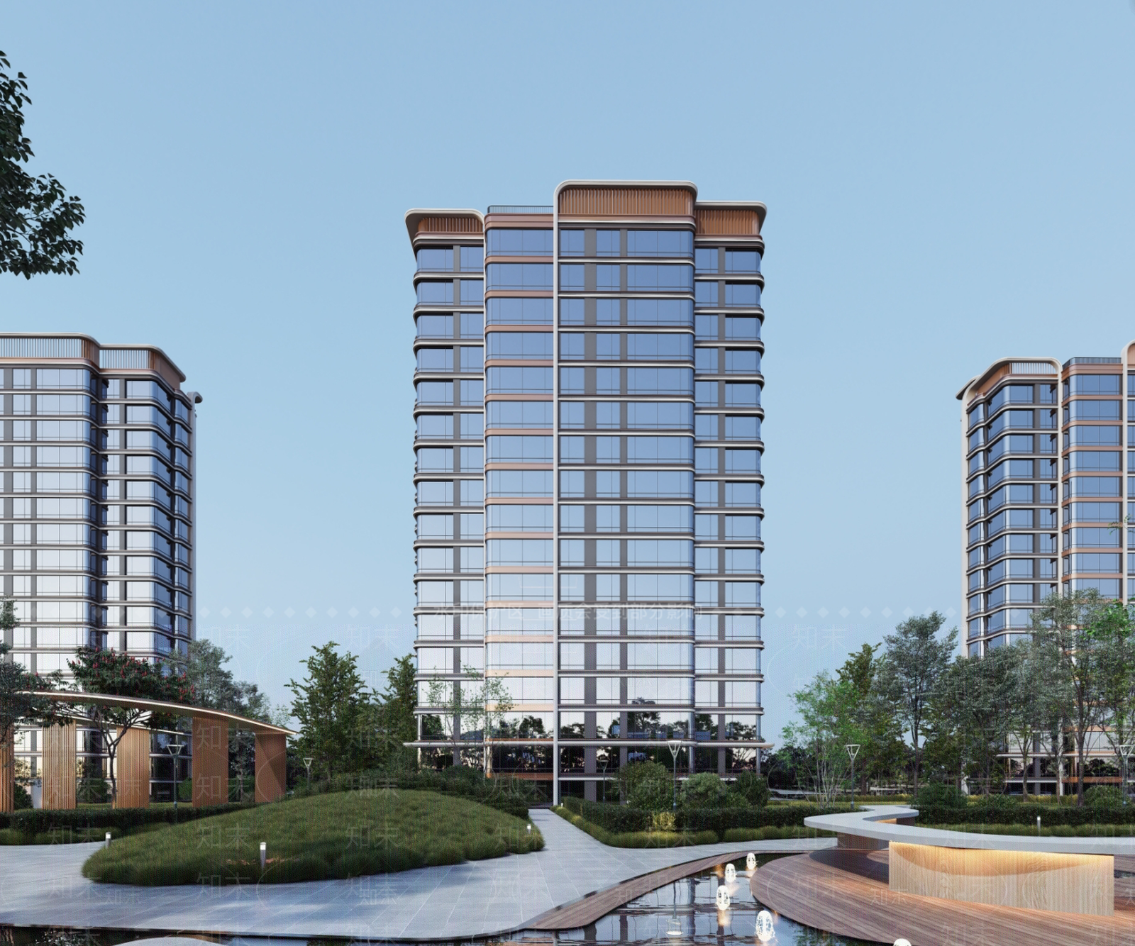 现代新中式小区建筑SU模型下载【ID:1201312224】