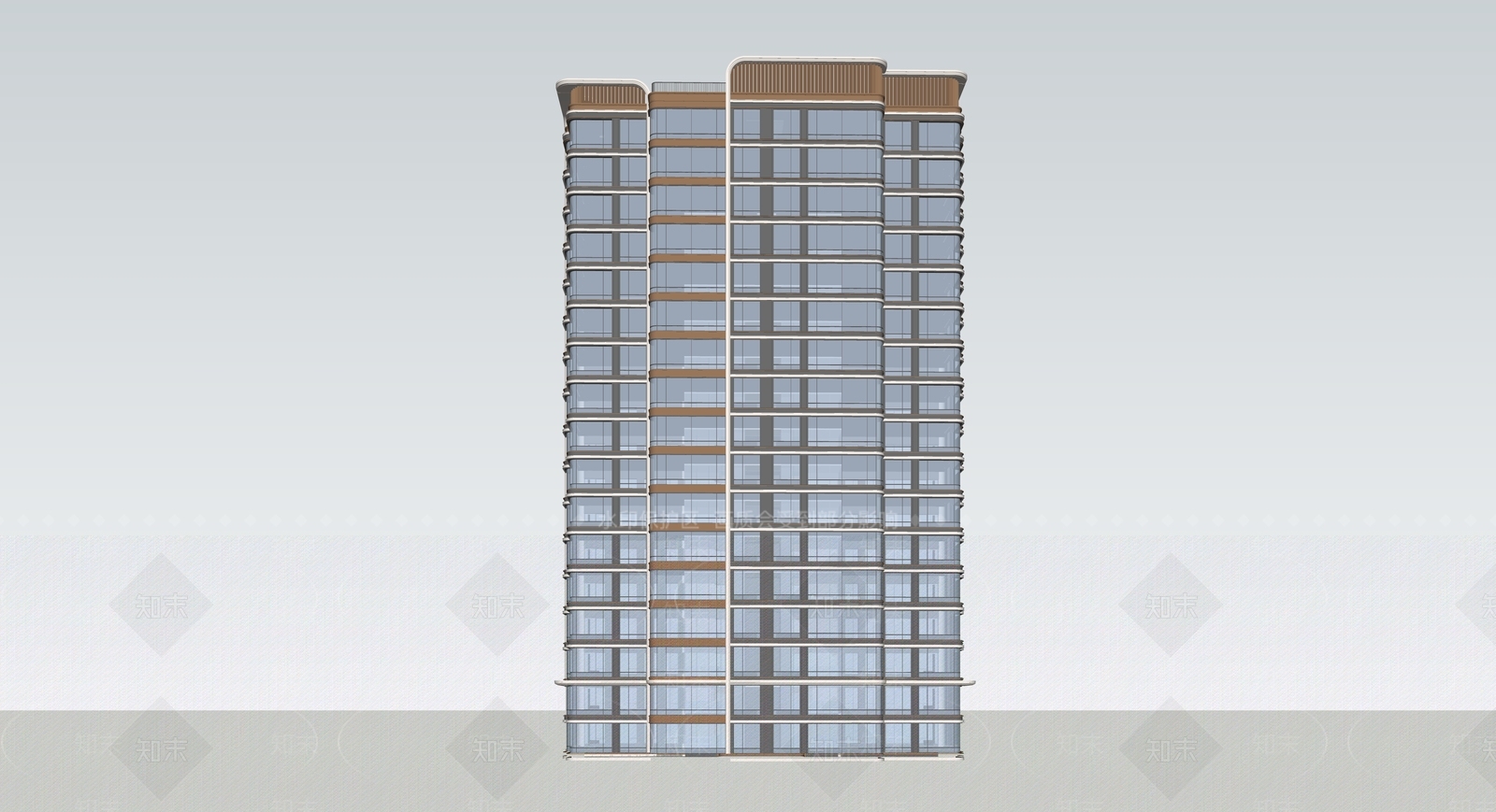 现代新中式小区建筑SU模型下载【ID:1201312224】