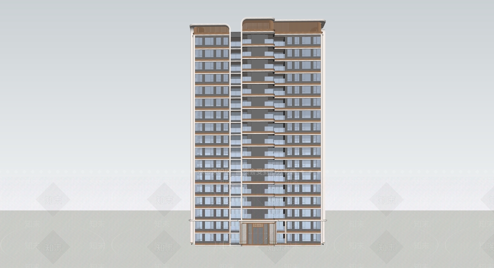 现代新中式小区建筑SU模型下载【ID:1201312224】