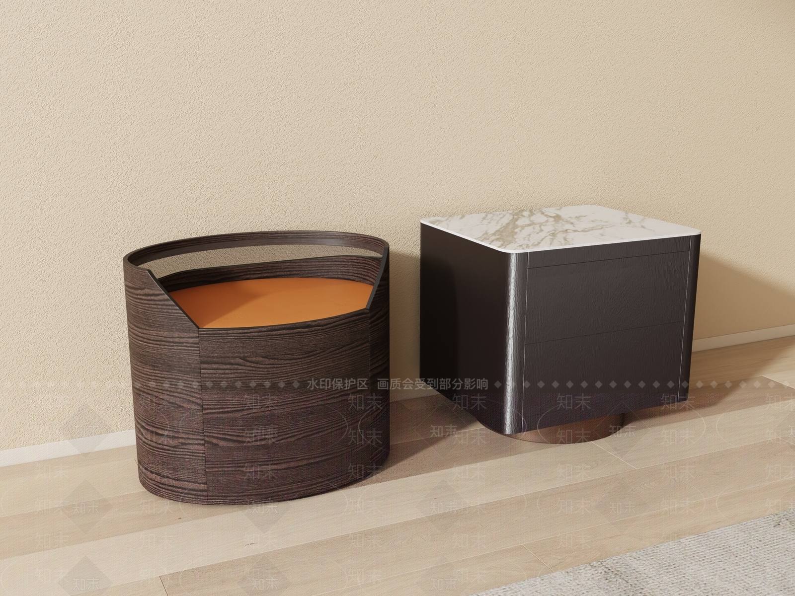 现代轻奢床头柜3D模型下载【ID:1201312697】