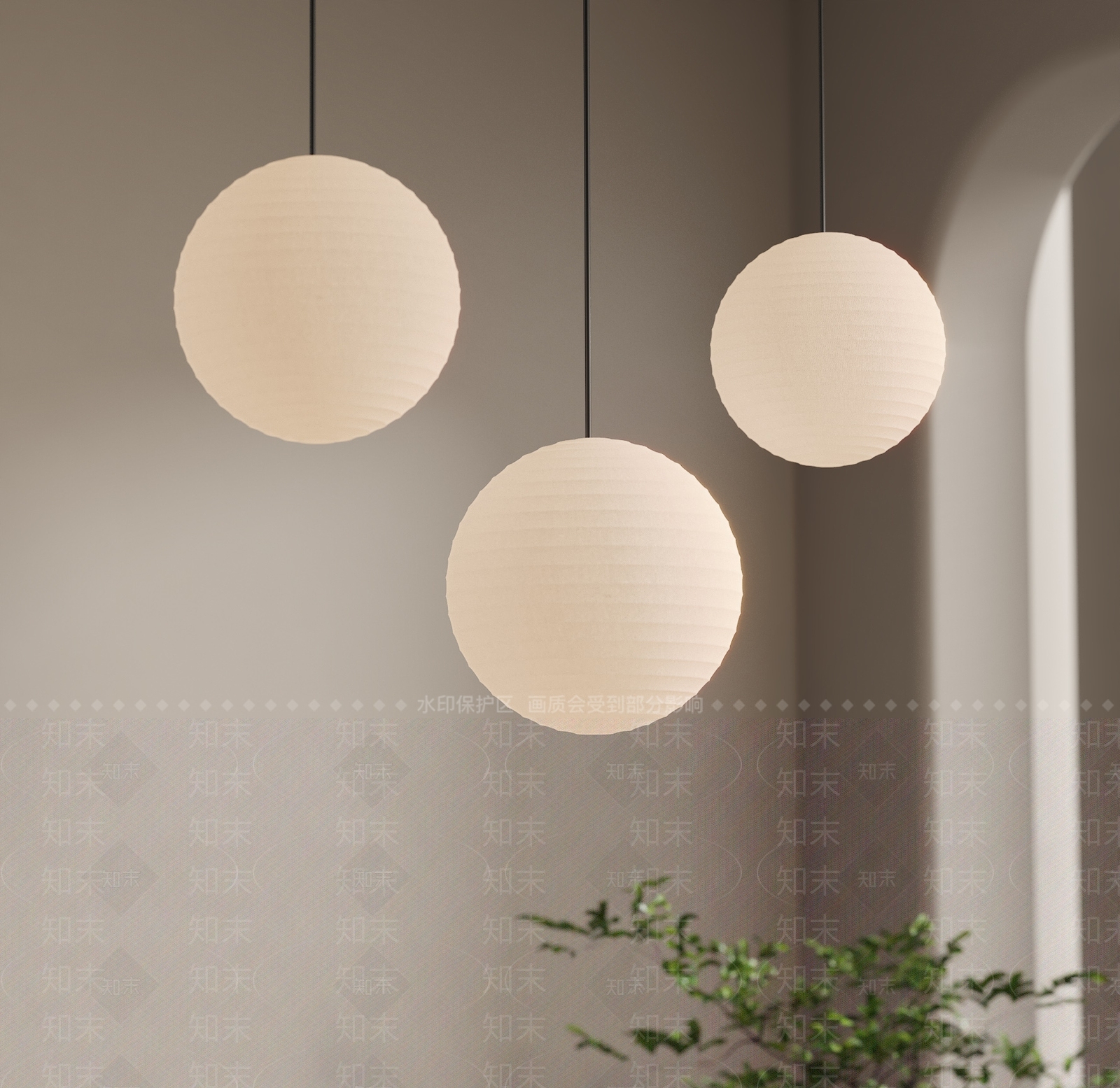 侘寂日式艺术吊灯3D模型下载【ID:1201316461】