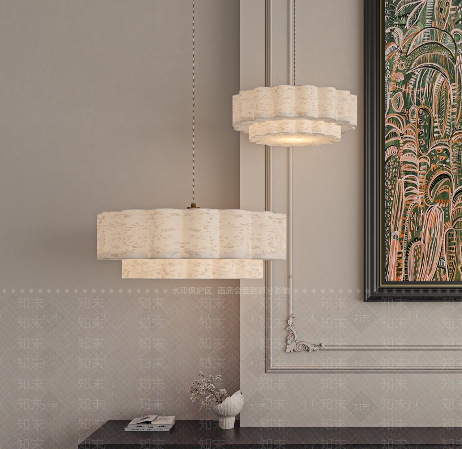 法式奶油客厅吊灯3D模型下载【ID:1201317086】