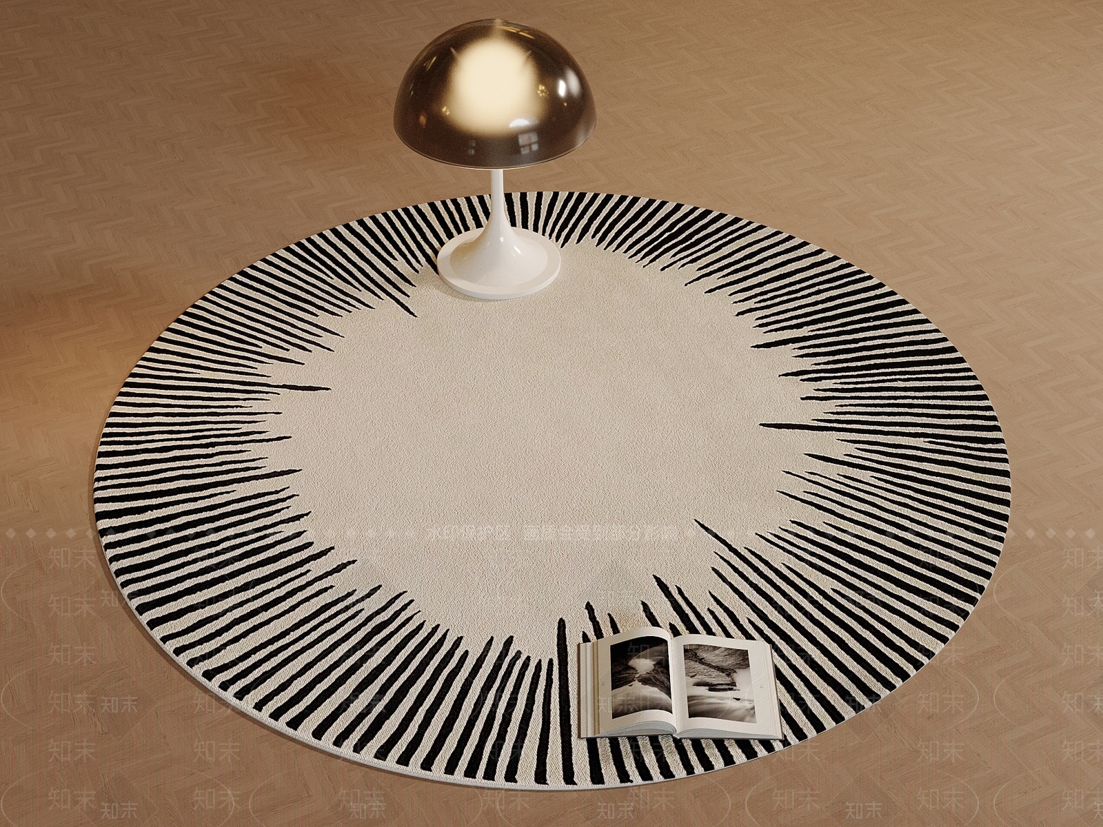 现代简约圆形地毯SU模型下载【ID:1201319634】