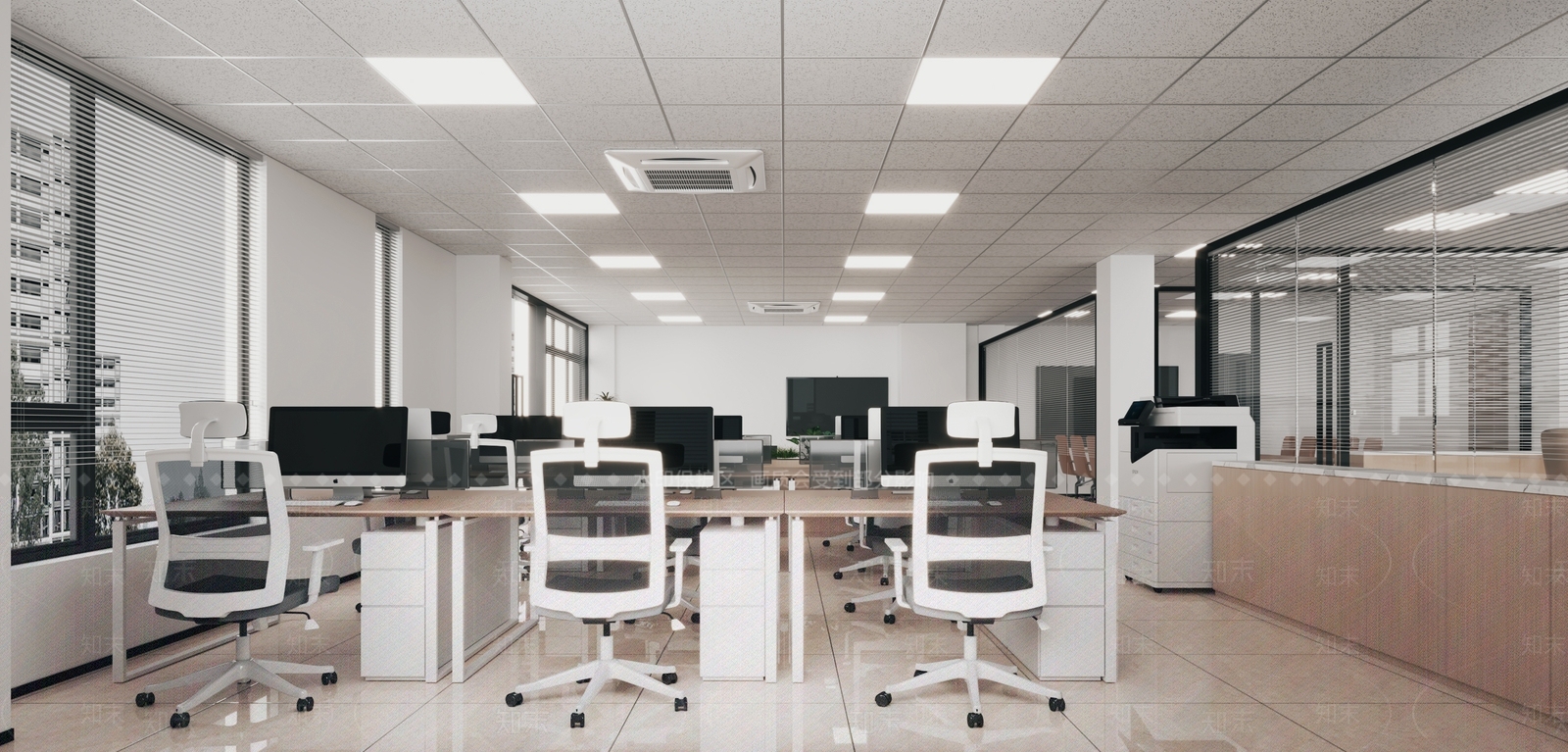 现代办公大厅3D模型下载【ID:1201320714】