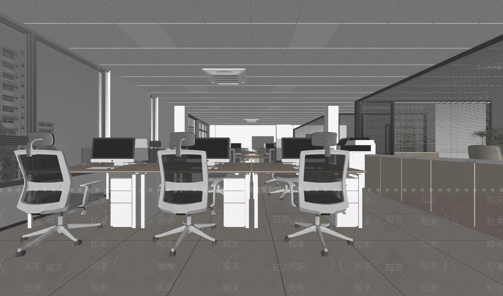 现代办公大堂SU模型下载【ID:1201320953】