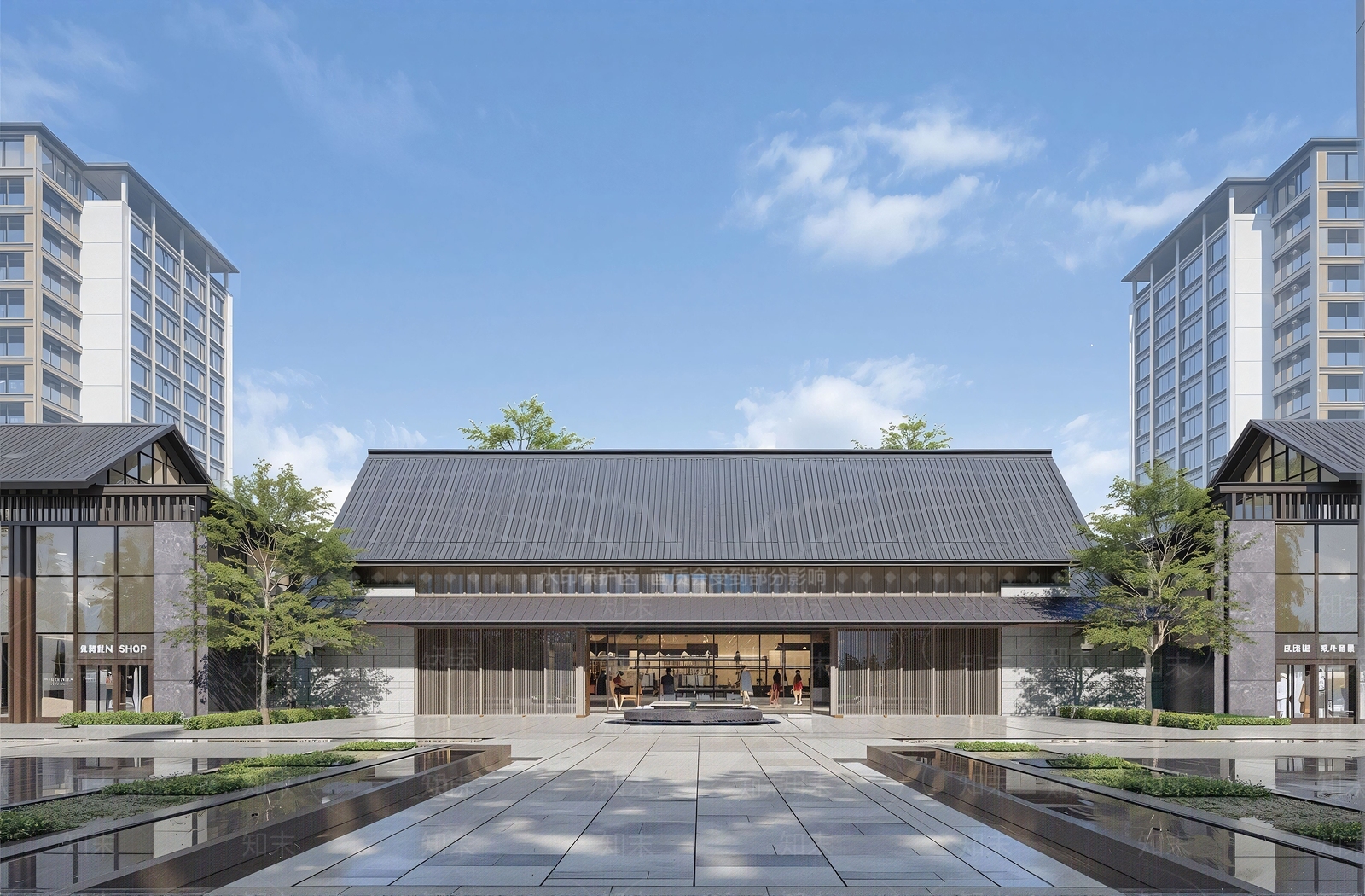 新中式现代售楼处建筑SU模型下载【ID:1201323294】