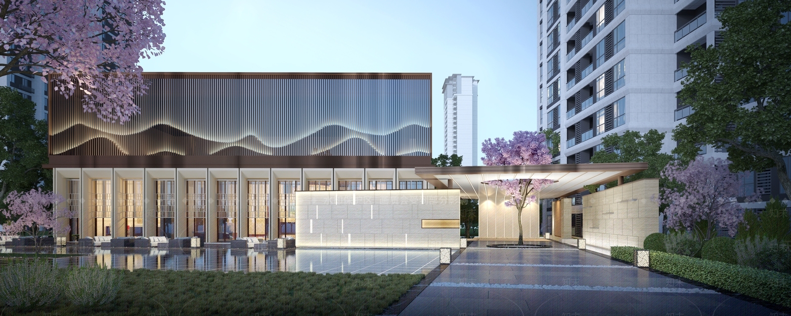 现代售楼处建筑SU模型下载【ID:1201323744】