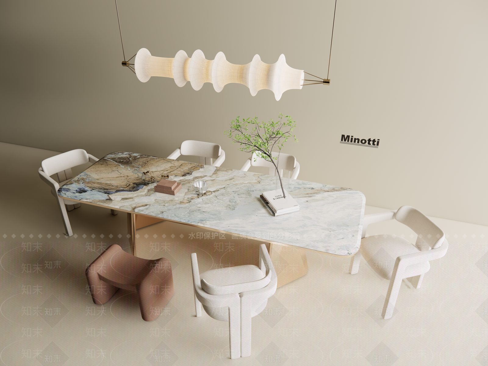 现代轻奢餐桌椅SU模型下载【ID:1201323717】