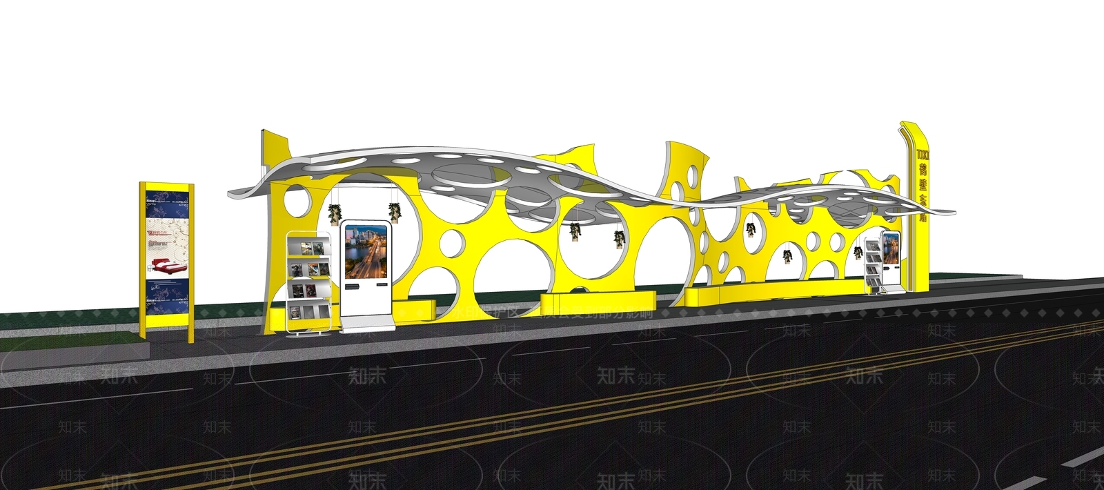 现代公交站台SU模型下载【ID:1201324125】