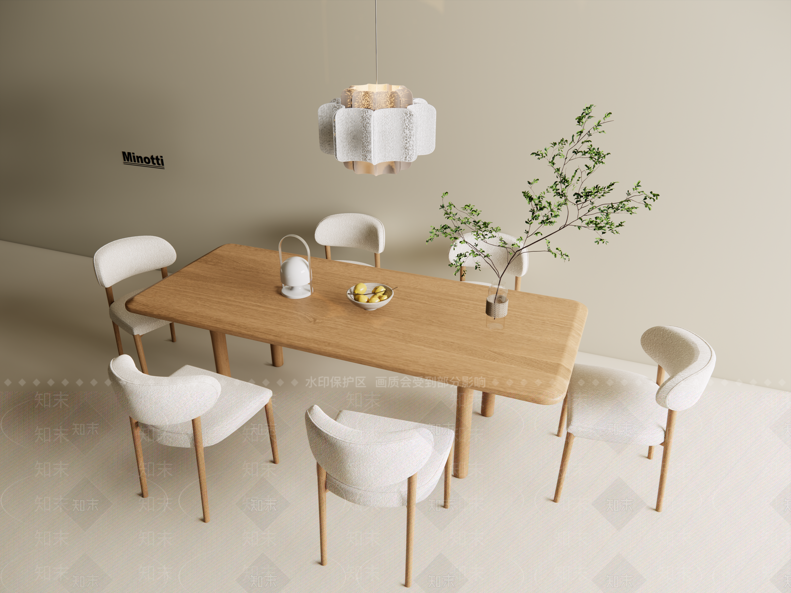 现代北欧餐桌椅3D模型下载【ID:1201324240】