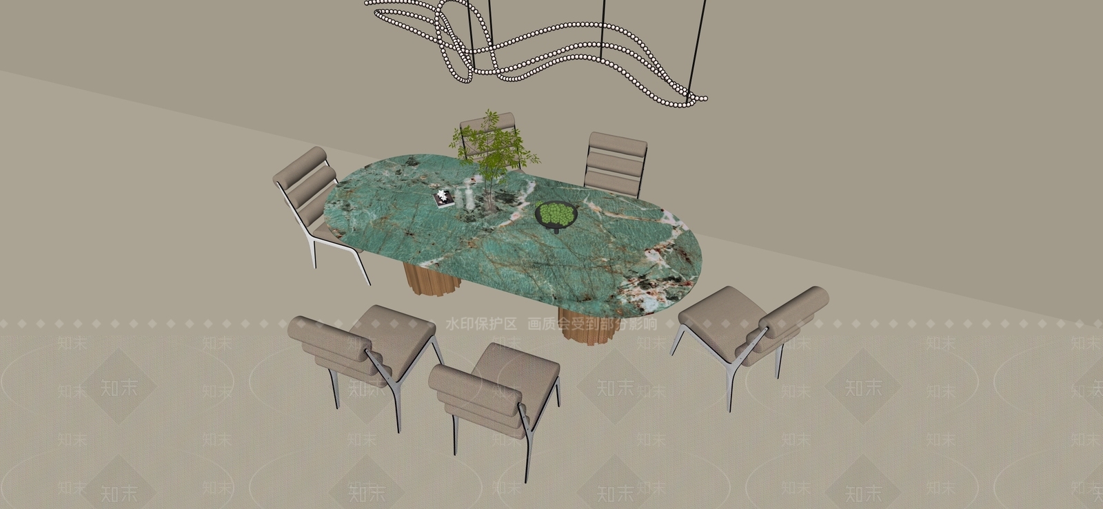 现代轻奢餐桌椅3D模型下载【ID:1201324276】