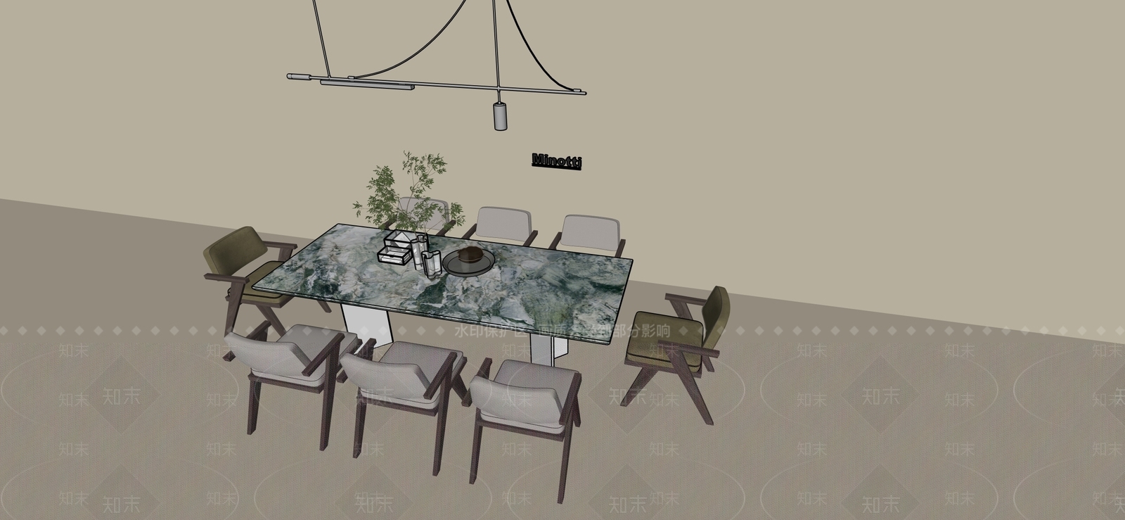 现代轻奢餐桌椅3D模型下载【ID:1201324327】