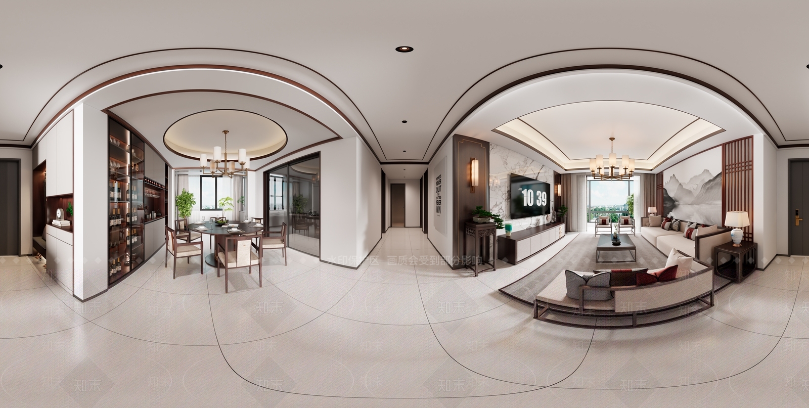 新中式客餐厅3D模型下载【ID:1201326869】