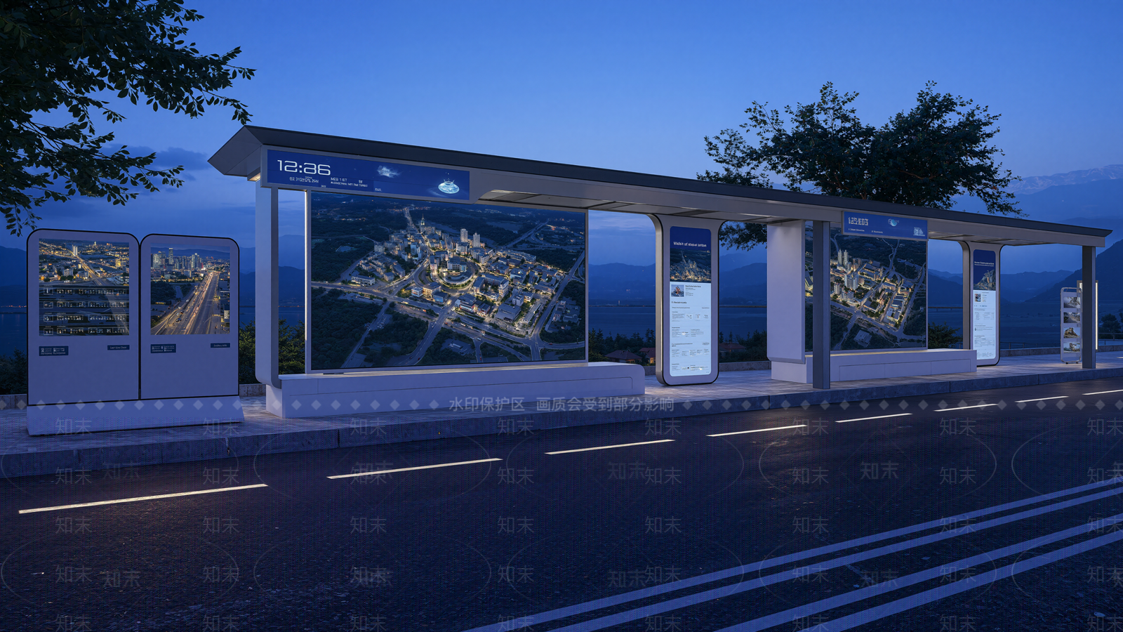 现代公交站台SU模型下载【ID:1201326967】