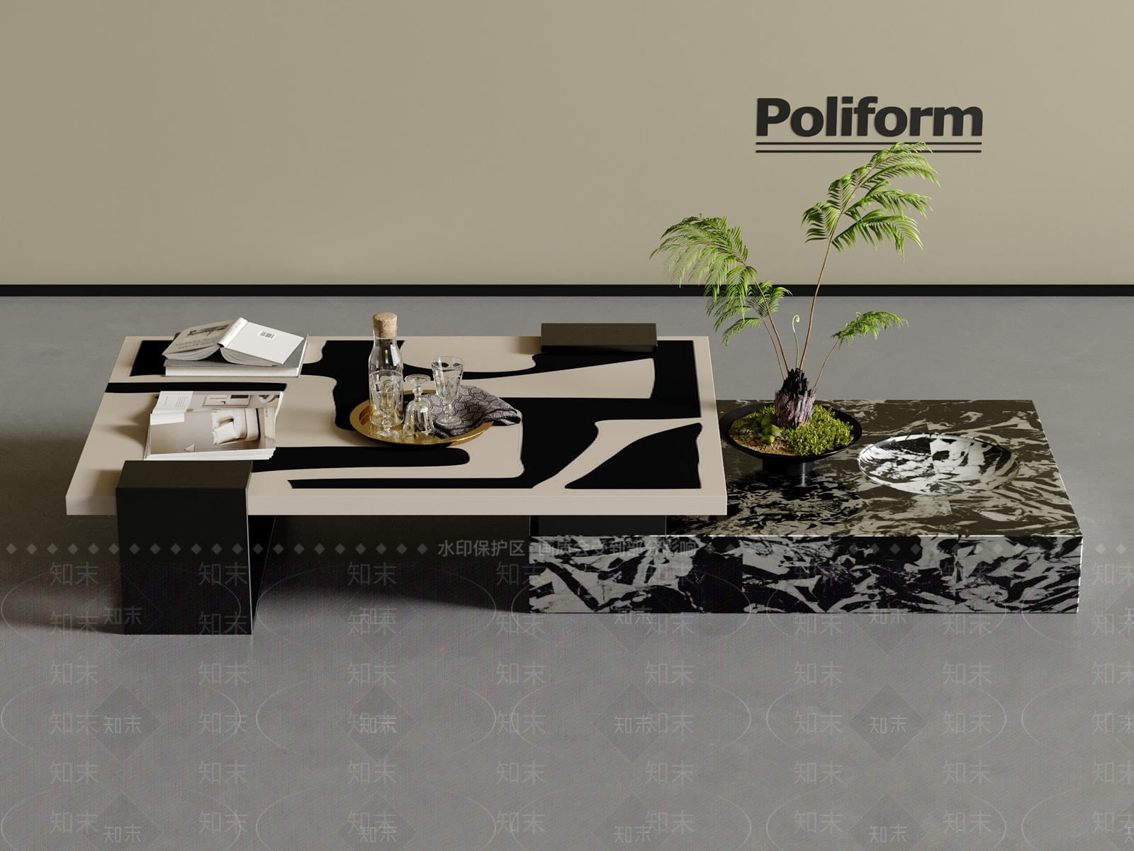 现代轻奢茶几3D模型下载【ID:1201327848】