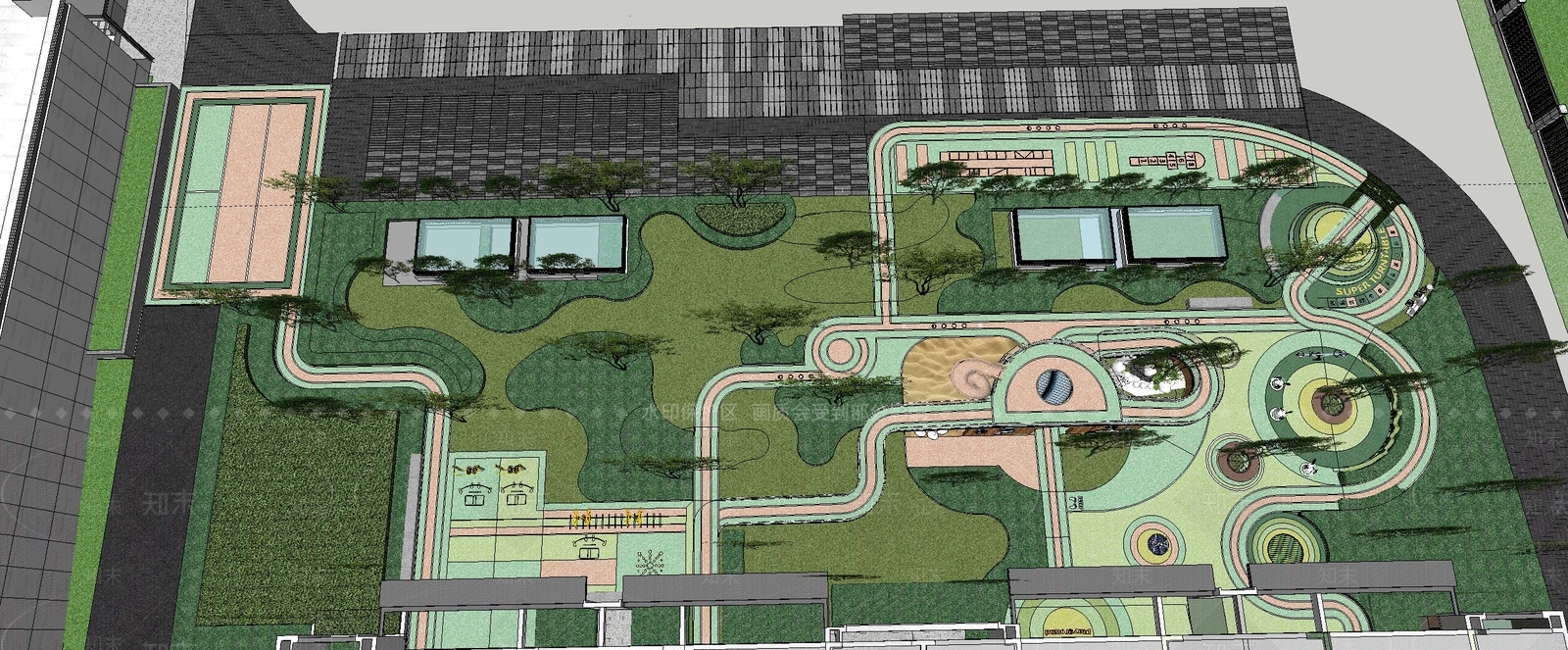 现代小区景观SU模型下载【ID:1201328173】