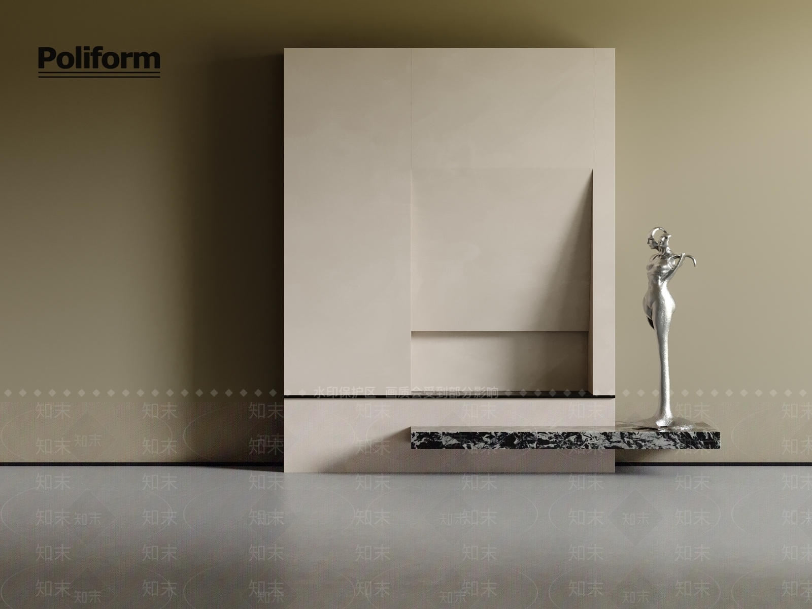 意式极简玄关背景墙3D模型下载【ID:1201328145】