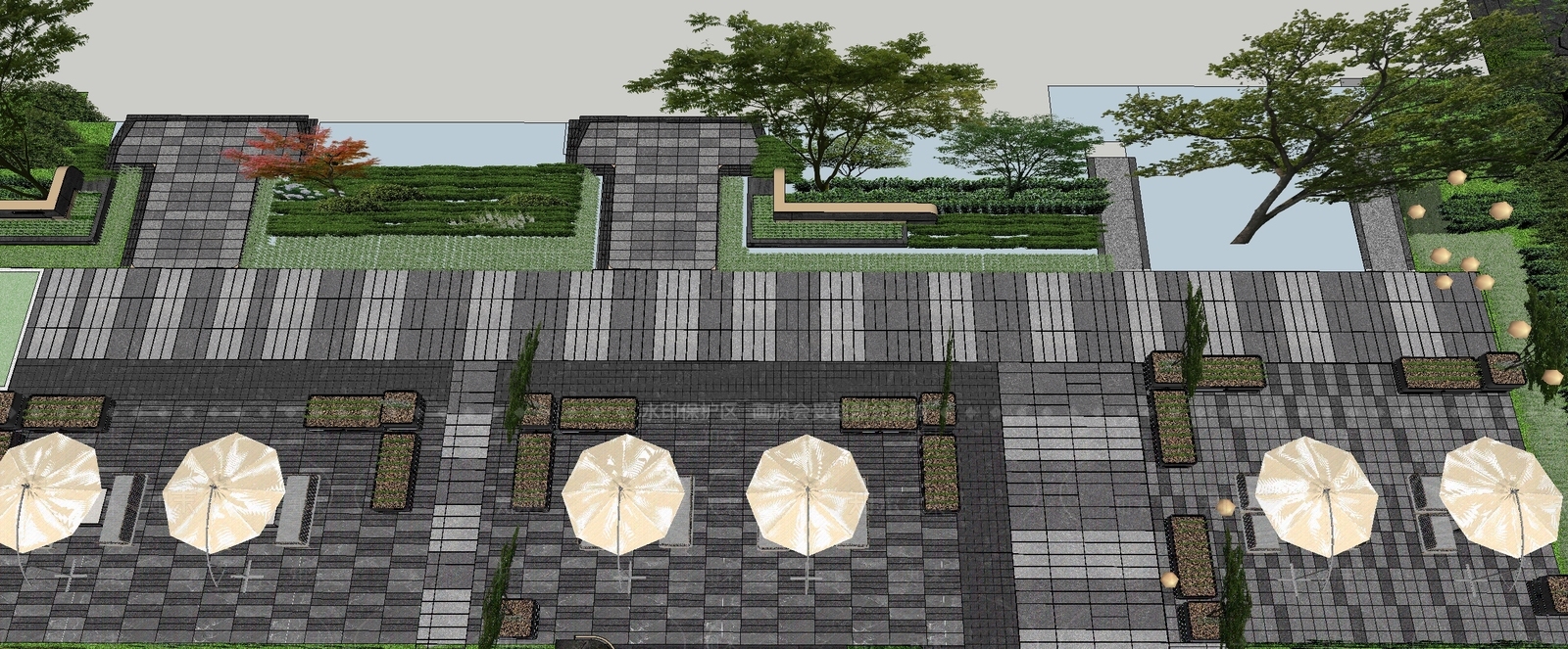 现代小区景观SU模型下载【ID:1201328405】