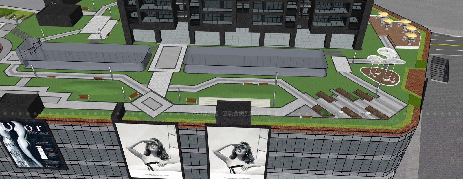现代屋顶花园SU模型下载【ID:1201332958】