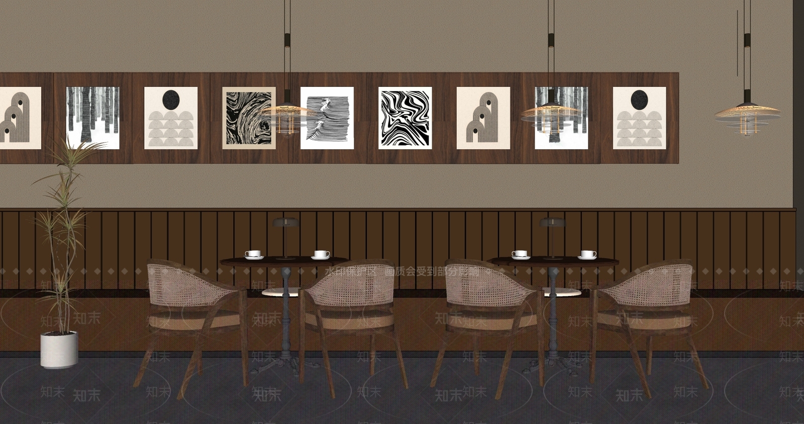 中式复古茶餐厅SU模型下载【ID:1201333150】