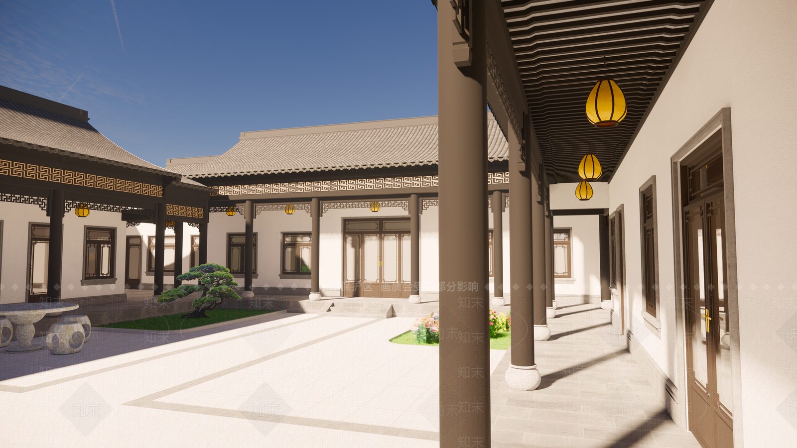 中式中古四合院SU模型下载【ID:1201337257】